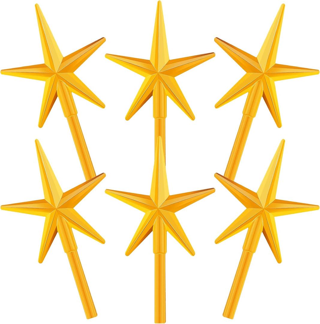 WILLBOND 6 Pieces Ceramic Christmas Tree Star Replacement Light Ceramic Tree Star Ornament Christmas Replacement Light Bulbs Accessories(Yellow)
