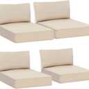 AAAAAcessories Outdoor Deep Seat Cushions, Waterproof, Fade-Resistant Patio Furniture Replacement Cushions, 23.5" x 25.5" x 5" + 23.5" x 13.5", Set of 4, Khaki Beige