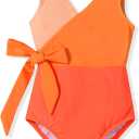 Toddler Girls One Piece Swimsuit (4-5T, Orange & Yellow)