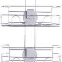 Kenney KN614124 Easy Slide 4-Way Adjustable Shower Caddy, 25.5" L x 12.25" W x 5" D Rust-Resistant Configurable Metal 2-Shelf Hanging Caddy with Soap Dish, Suction Cups and Razor Holders, Chrome