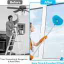 Ceiling Fan Cleaner Duster Reusable Microfiber Ceiling Fan Blade Cleaner Removable Duster with Extension Pole Adjusts 13 to 49.7 Inch for Cleaning Walls Bookshelves Furniture Door Window Top (Blue)