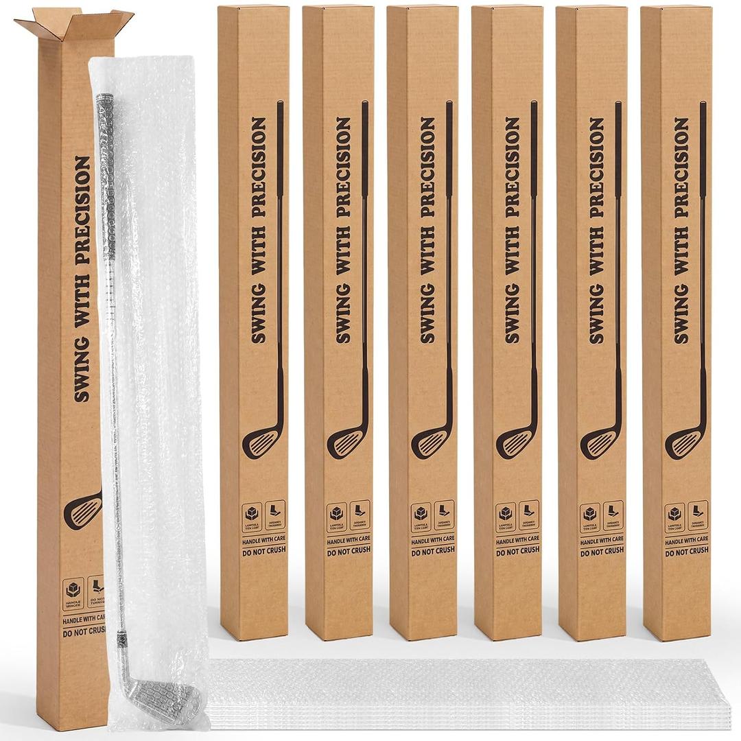 6 Set 4x4x48 Inch Golf Club Shipping Boxes with Bubble Protector