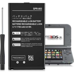 3DS XL Battery,3.7V 1750mAh High Capacity Replacement Battery for Nintendo 3DSXL/New 3DSXL/ 3DS LL/New 3DS LL Console,Includes Tool Kit