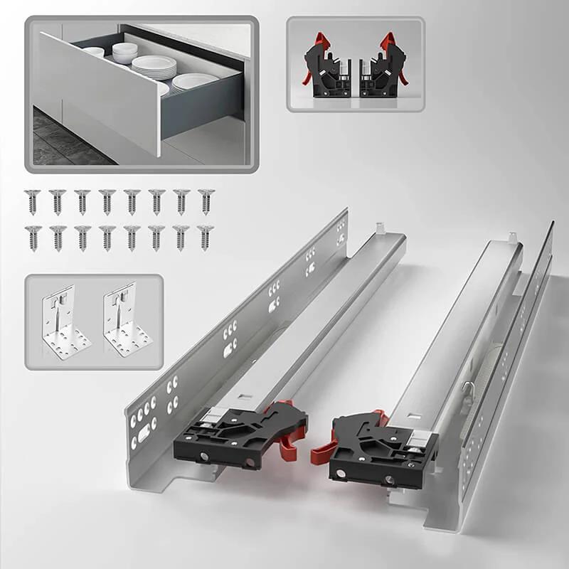 AOLISHENG 80lbs Undermount Soft Close Drawer Slides For Kitchen Cabinets 2 Pair - MK316, 9"