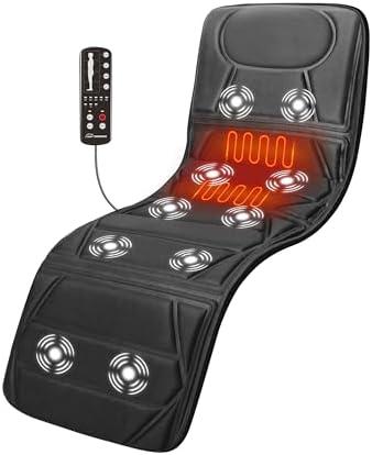 Snailax Massage Mat with Heat, Back Massage Pad for Bed, Chair, 10 Motors Vibrating Massage Mattress Pad with 2 Heating Pads for Back, Full Body Massager
