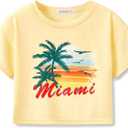 Stylish Graffiti/Butterfly/Tropical Crop Top for Little & Big Girls - Cool Summer T-Shirt Clothes Size 12-14