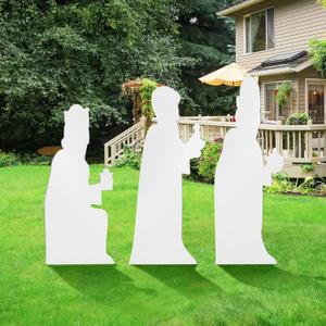 Suzile 3 Pieces Christmas Outdoor Nativity Yard Decor Nativity Scene Yard White Nativity Scene Christmas Yard Nativity Sets Religious Manger Scene for Xmas Home Lawn Pathway Walkway Supplies Decor