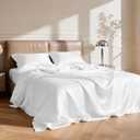 Love's cabin Full Size Satin Sheet Sets - 4 Piece White Silky Satin Sheet Set Full with Deep Pocket, Luxury Silk Feel Satin Bed Sheets Full Bedding Set (1 Flat Sheet,1 Fitted Sheet,2 Pillow Cases)