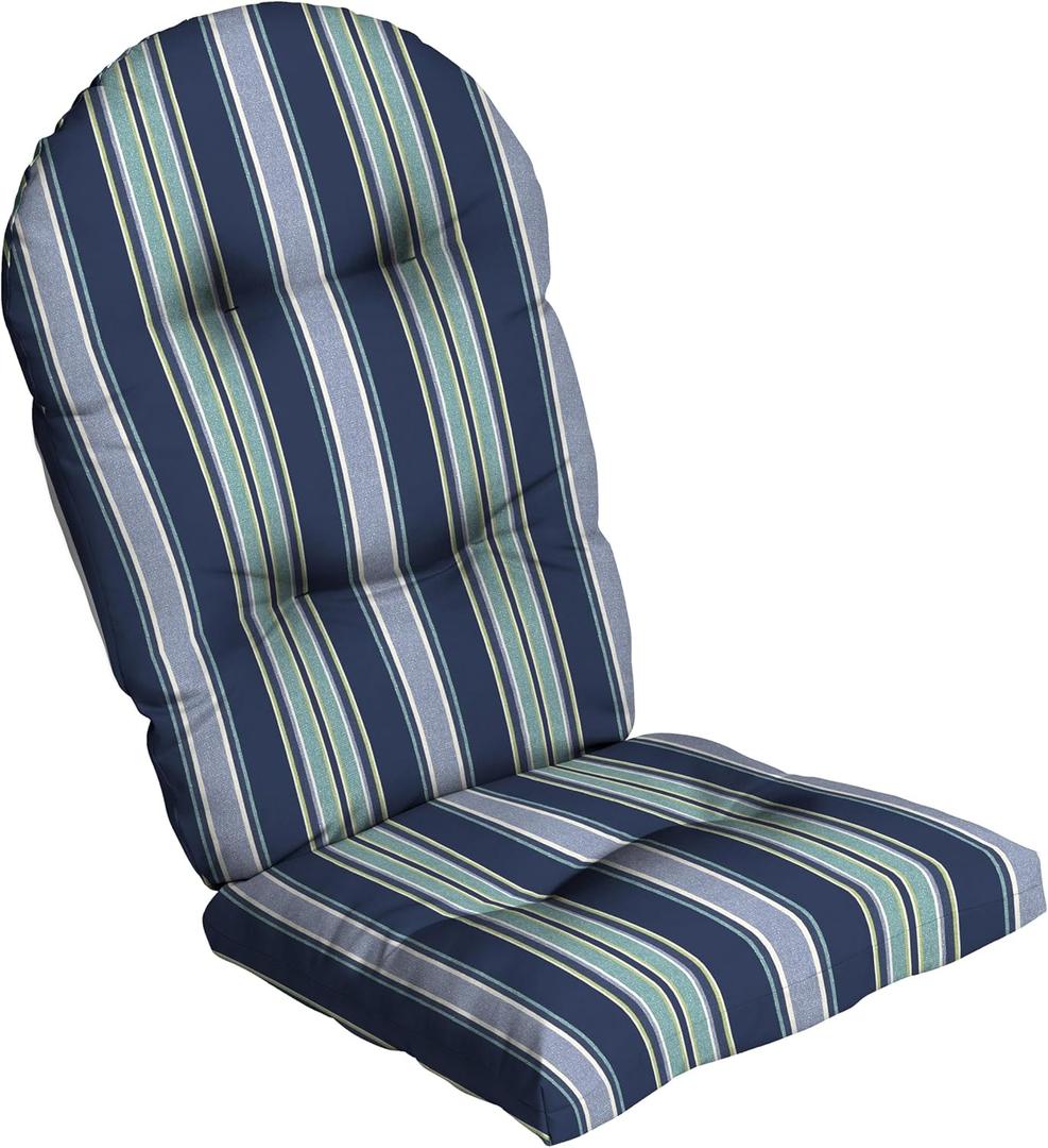 Arden Plush Modern Tufted Rocking Chair Cushion, 21.5 x 19, Rain-Proof, Fade Resistant, Tufted Cushions for Rocking and Adirondack Chairs Sapphire Aurora Blue Stripe