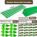 Greenhouse Hoops Set for DIY Grow Tunnel, Metal Connectors, Thickened High Tenacity PP Dark Green Garden Hoops for Row Cover Raised bedsDIY Plant Support Garden Stakes, 25pcs