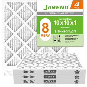 10x10x1 Furnace Air Filters 4 Pack, MERV 8 MPR 600 & FPR 5 Filtering, HVAC Air Filter Replacement (exact dimensions: 9 3/4"x9 3/4"x3/4")