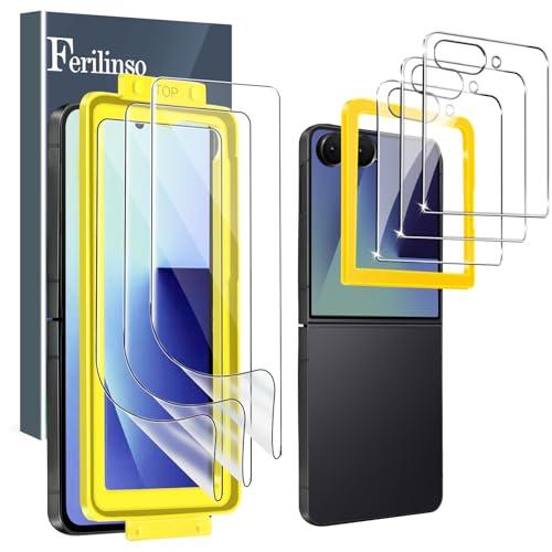 Ferilinso [Auto Dust Install] 3 Pack Inside Screen Protector for Samsung Galaxy Z Flip 7 [Phone Case Friendly], with 3 Pack Back Tempered Glass Film Accessories