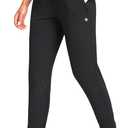 G Gradual Women's Joggers Pants with Zipper Pockets Tapered Running Sweatpants for Women Lounge, Jogging (Medium, Black)