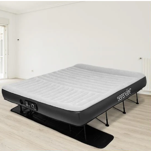SereneLife EZ Bed Air Mattress with Frame and Rolling Case, Self-Inflating Airbed with Built in Pump for Travel and Hosting, Queen
