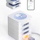 42-Day(1X) Automatic Pill Dispenser (Expandable Tray)  App & On-Device Setup by Family, LCD Display, Digital Lock, Sound & Light Alerts Safe Medication Organizer for Dementia Seniors (3-Tray, White)