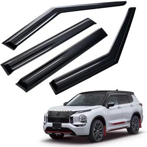 Tape-on Window Visor Compatible with Mitsubishi Outlander 2022 2023 2024 2025 2026, 4PCS Black Window Vent Deflectors, Window Rain Guards
