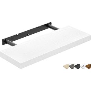 QEEIG Floating Shelf for Wall Bathroom Shelves Bedroom Kitchen Living Room Farmhouse Small Book Shelf 16 inch Set of 1, White (015-W1)