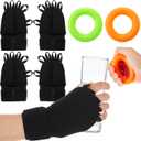 Round Funny 2 Pairs Weighted Gloves for Tremors with 2 Grip Strength Trainer Adjustable Wrist Weights for Hand Tremor, Aid to Provide Wrist Mobility, Improve Dexterity, Strengthen Writing Stability(Black)