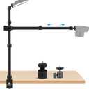 Ailight Overhead Camera Mount Desk Stand, 15.75"-33.45" Webcam Mount with 2-Section Adjustable Telescopic Boom Arm, C Clamp/Swiveling Ball Head for DSLR Camera, Ring Light, Webcam