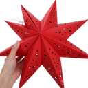 3 x 3pcs Christmas Paper Star Lanterns, Nine-Pointed Red Paper Star Hanging Lampshades Decorations for Home Party Holiday