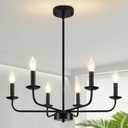 Chandeliers Ceiling Lights, 6-Light Modern Black Farmhouse Chandelier for Dining Room Light Fixtures Industrial Chandelier Pendant Light for Living Room Bedroom Kitchen Island