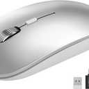 SABLUTE M31 Bluetooth Mouse for MacBook Pro/Air, iPad - Rechargeable Tri-Mode Wireless Mouse for 3 Devices (BT 5.2 + 2.4G), Sleek Silver Slim Silent Mouse for Surface, Windows