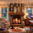 Lezonic Floating Candles with Wand Remote, Set of 12 Christmas Tree Candles, Magic Flameless Candles Battery Operated, Flikering Hanging LED Taper Candlesticks Halloween Xmas Decorations, 0.51" x 6.7"