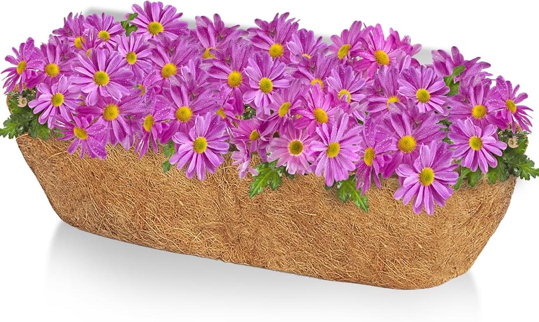 TigeJoy 36inch Trough Coco Coir Liners Planter Replacement, 100% Natural Thick Coco Fiber Liner for Flower Box Decks Garden Flower Pots, 36'' Half Moon Shape Coconut Liner Window Boxes Outdoor