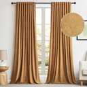GIGIZAZA Velvet Curtains 96 Inch Long 2 Panels, Brown Gold Vintage Drapes Floral Embossed Blackout Window Curtain for Living Room Back Tab Thermal for Bedroom
