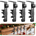 Acrridi Stocking Hangers for Mantel,4 Pcs 2 in 1 Adjustable Fireplace Christmas Stocking Holder,NoDrill, Easy to Install Garland Hanger for Christmas Decorations,Fits 0.1”3.5”Mantles(Black, 4)