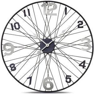 WHW Whole House Worlds Tour de France Bicycle Wheel Clock, Analog, Wall Mounted, Hand Crafted of Stainless Steel, Iron, Over 2 Ft Diameter (27.5 Inches) 1 AA Battery (Not Included)