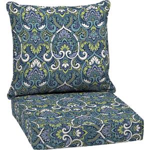 Arden Outdoor Deep Seat Cushion Set, 24x24, Blue Damask