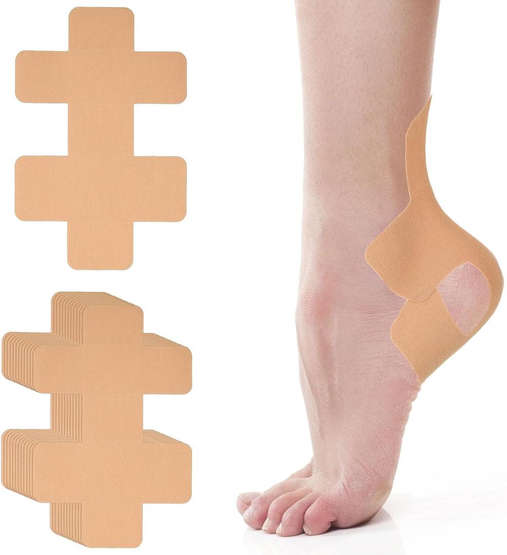 FairySandy 12 Pcs Precut Kinesiology Tape for Pain Relief Waterproof Breathable Kinesiology Athletic Tape Enhance Elastic Pre Cut Strips for Sports Joints Muscle Support (Ankle,Beige)
