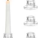 Hewory Glass Taper Candle Holders: 4 PCS Candlestick Holders Clear Short Tapered Candle Holder Set - Candle Stick Holder Decor for Table Centerpiece Wedding Party Advent Christmas Home Decorations