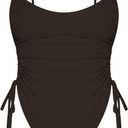 Women's Sexy One Piece Bathing Suit Tummy Control Swimsuit (Dark Gray, L)