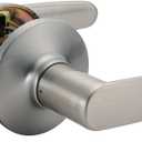 Amazon Basics Straight Door Lever, Passage, Satin Nickel, 1-Pack