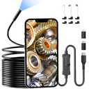 Endoscope Camera with Light, 1920P HD Borescope Camera for iPhone, 16.4 Ft Semi-Rigid Snake Camera - 8 Adjustable LEDs, IP67 Waterproof Inspection Tools for iOS and Android, Cool Gadgets for Men