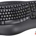 MEETION Wireless Ergonomic Keyboard, Wave Keys Wrist Rest Natural Typing Keyboard, 2.4G Cordless USB A and USB C Adapter, Wireless Computer Keyboard Compatible with Windows/Mac/PC/Laptop, Black