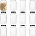 Omnisafe 32 Ounce Clear Plastic Mason Jars With Screw On Lid, Reusable Empty Jars for Food Storage, Round BPA Free Containers for Sealing, Dry Food, Snacks, Candies, Breakage-proof, (Black - 12 Pack)