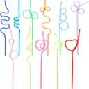 Didaey 120 Pcs Crazy Silly Straws for Kids Bulk Reusable Plastic Loop Curly Colorful Drinking Straws for Kids for Valentines Gift Birthday Party Favors Supplies Decorations(Classic Style)
