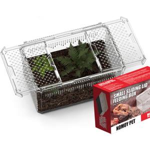 XIGETRAIL Transparent Portable Reptile Terrarium Habitat, Reptile Feeding Box for for Gecko, Tarantula, Scorpion, Spider, Hermit Crab,Frog (12" x 7.7" x 5.1" White)