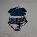 Womens Tankini Swimsuits Ruffled Tank Top Tummy Control Floral Modest Swimwear High Waisted Bikini, Teal, (Small)