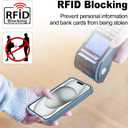 MONASAY Wallet Case Compatible for iPhone 15 Plus/14 Plus 5G 6.7 inch with 360 Rotation Ring Stand[Glass Screen Protector][RFID Blocking] Leather Phone Cover with Card Holder, Light Blue