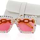 Birthday Glasses for Women, Oversized Party Glasses, Birthday Sunglassesr for Birthday Celebrations Gifts (Pink)