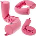 Dot&Dot Twist Memory Foam Travel Pillow for Airplanes - Travel Neck Pillow for Sleeping - Airplane Pillow for Neck Support, Chin, Lumbar and Leg - Bendable Neck Roll Pillow Travel Essentials (Pink)