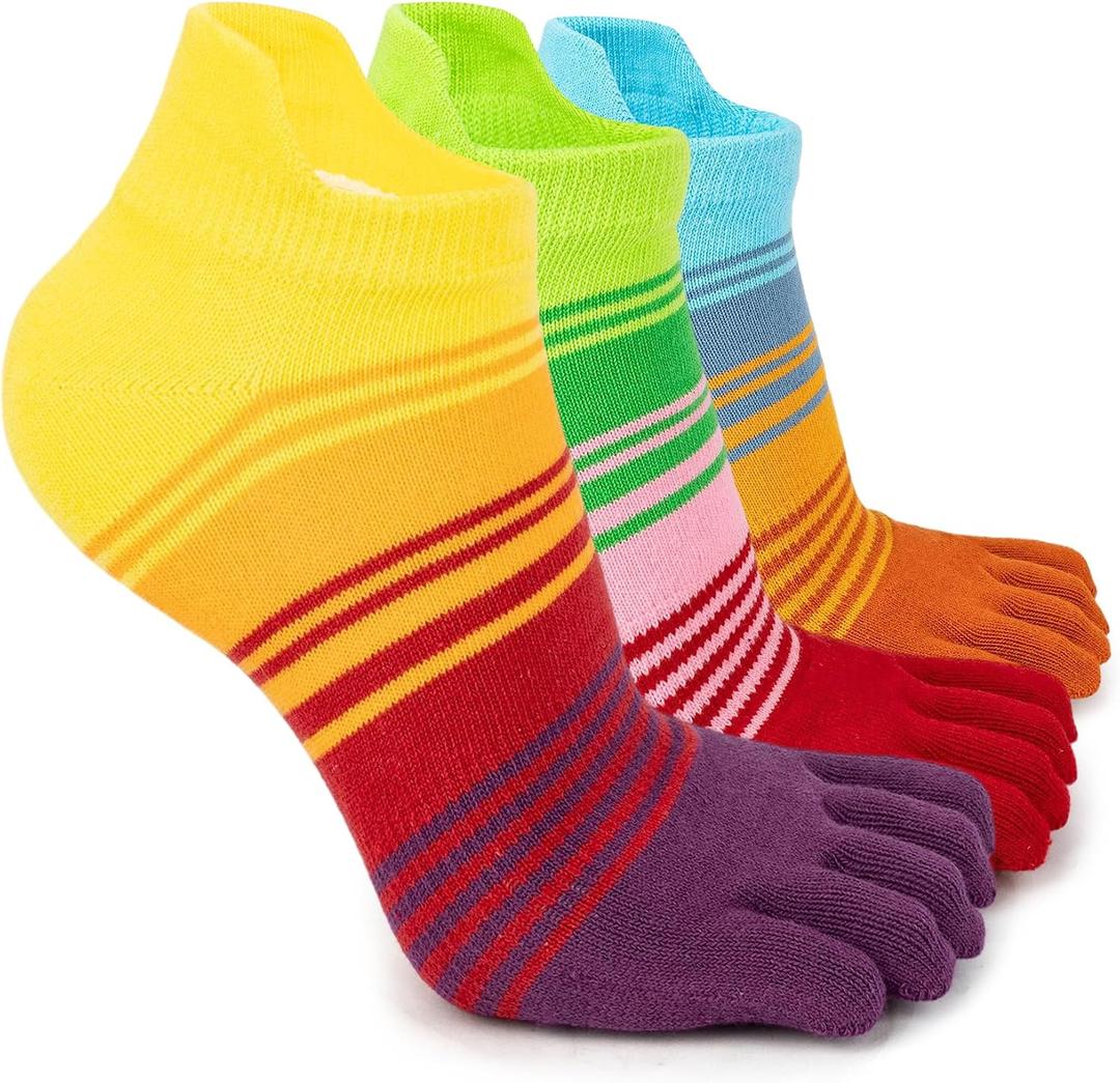 Colorful Cotton Striped Crew/Ankle/Stocking Toe Socks For Men and Women Outdoor Sports(3&6pairs) (L)