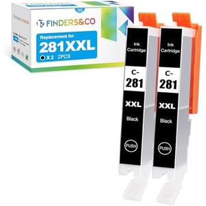 F FINDERS&CO CLI281 CLI-281 XXL Black Ink Tank Replacement for Canon PGI-280 XXL CLI-281 XXL Work with Canon Pixma TS6320 TR7520 TS8120 TS8220 TS8320 TR8520 TS9120 (2X CLI-281XXL BK)