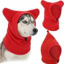 2 Pcs Winter Pet Hats Quiet Ears for Dogs Ear Muffs Dog Neck Warmer Scarf Hoodie Noise Protection Cover Beanie Head Wrap Costume for Medium to Large Pet Cats (Red)