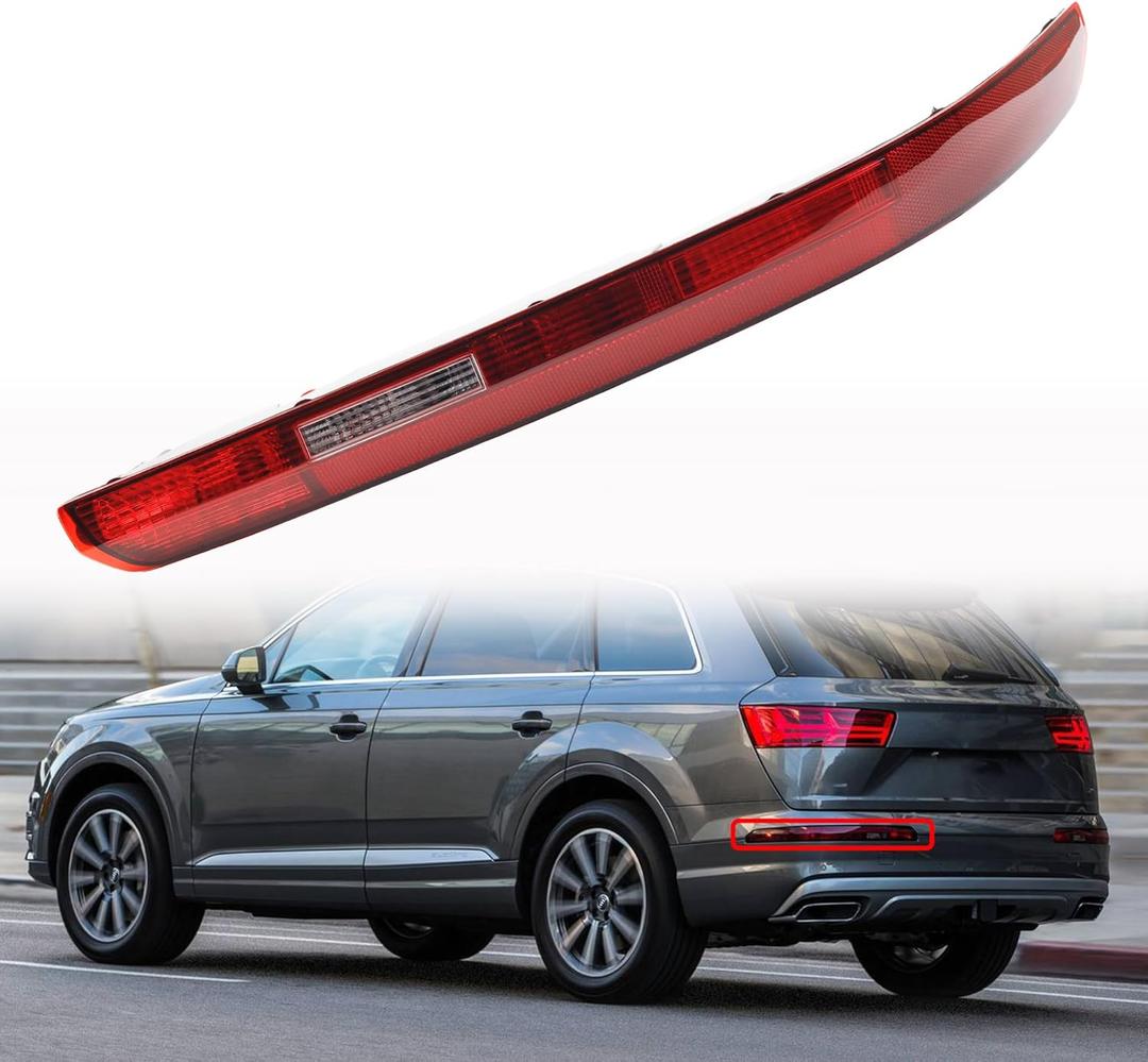 Left Rear Bumper Tail Light Reflector W/Bulbs Compatible with Audi Q7 2016-2022 Driver Side Taillight Assembly Fog Lamp Replace# 4M0945095(Left/Driver Side)