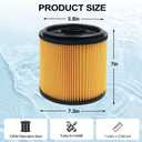 1 Pack Replacement for Vacmaster Filter, VCFS Shop Vac Filters for 5 to 16 Gallon Wet/Dry Vacs, VBV1210 Cartridge Vacuum Filter for HART 5-20 Gallon Vacs